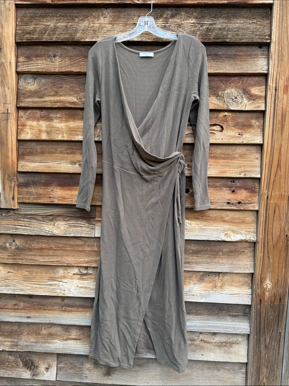 Babaton faux wrap belted midi dress